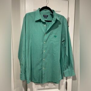 Chaps Mens size M Kelly Green Easy Care Long Sleeve Button Down Shirt Logo